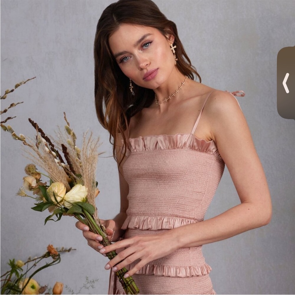 Anthropologie V. Chapman Lily Smocked Bodycon Midi Dress size 6 - Picture 2 of 9